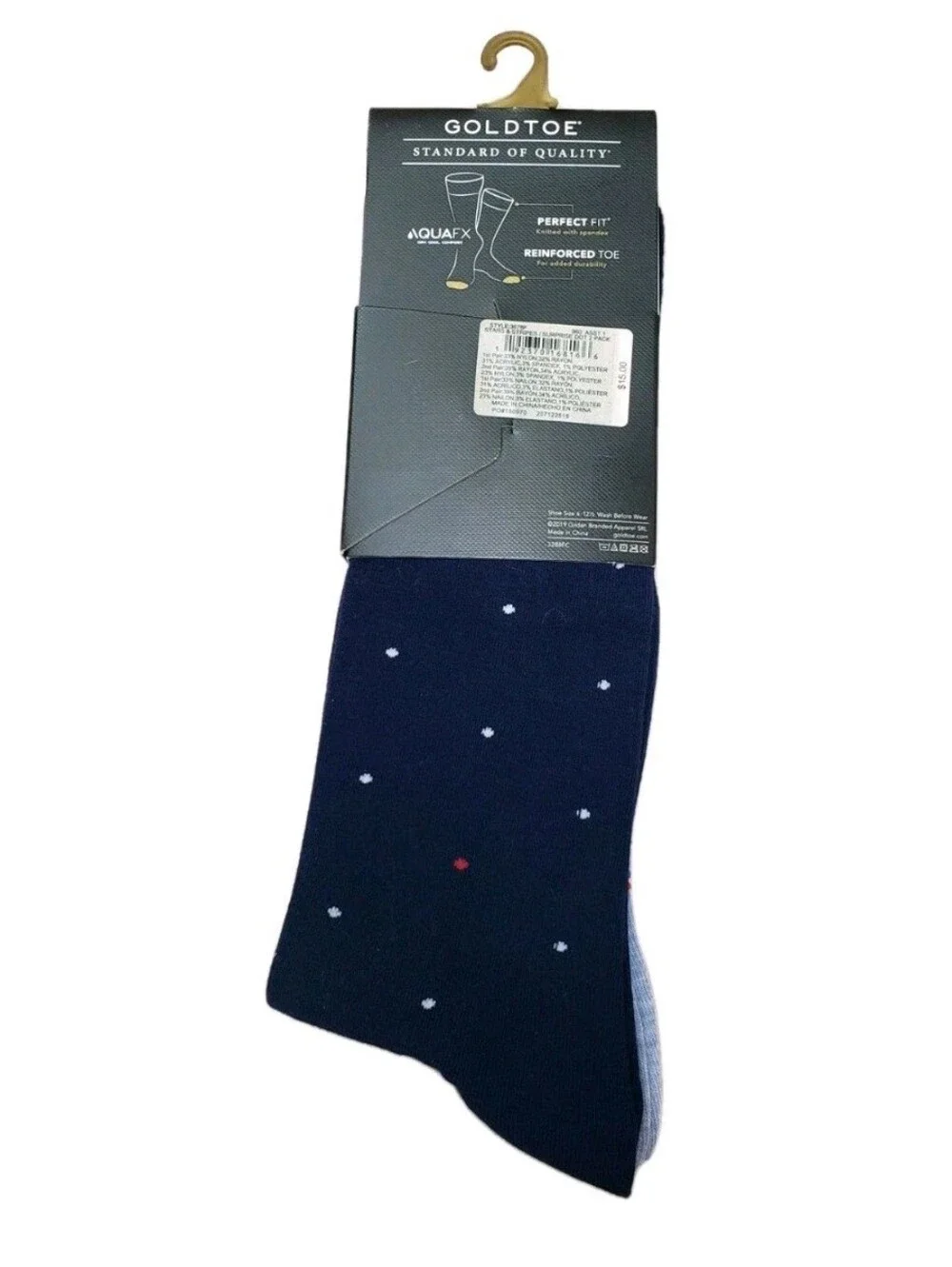 GOLDTOE: MEN'S: LIMITED EDITION SOCKS: STARS & STRIPES: SURPRISE DOT: 2 PACK NEW